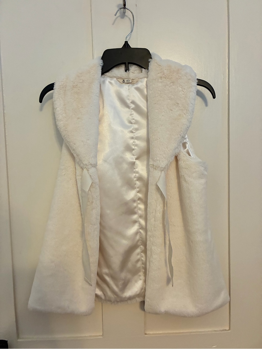 Lands' End Ivory Faux Fur Hooded Vest for Kids
